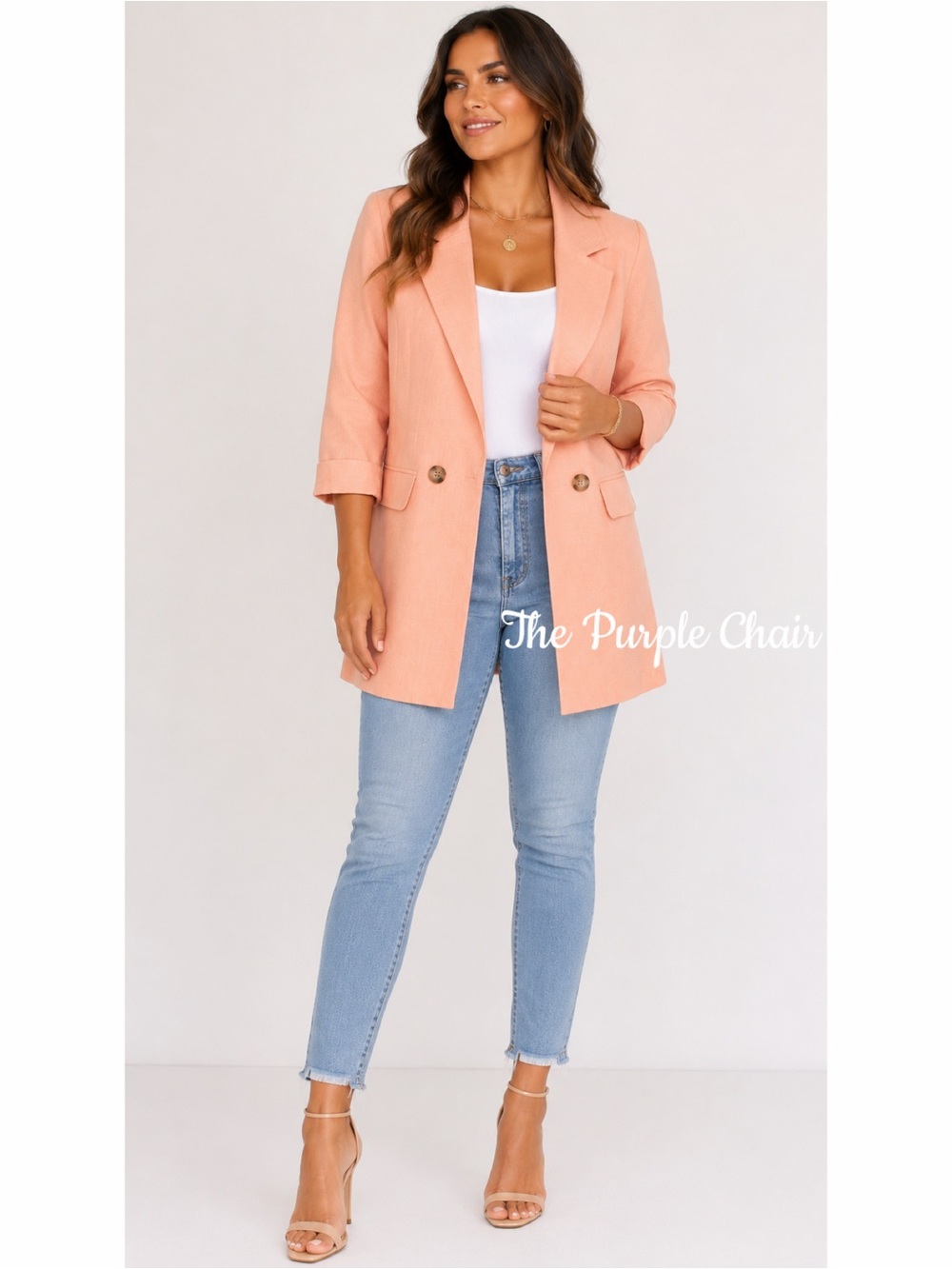 RIVER ISLAND NWT 3/4 Sleeve Open front Longline Soft Blazer *Coral 10